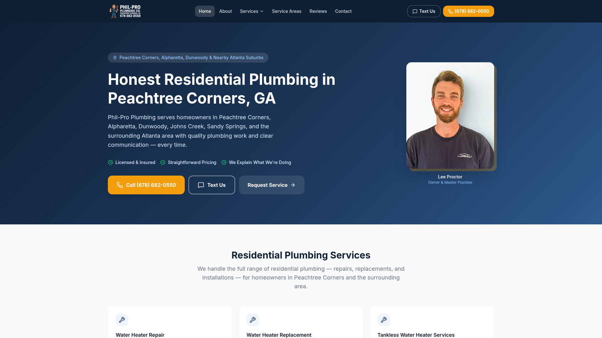 Screenshot of Phil-Pro Plumbing